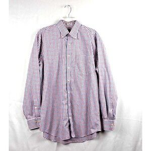 Peter Millar Mens Sz Large NanoLuxe Easy Care Long Sleeve Button Up Shirt Check